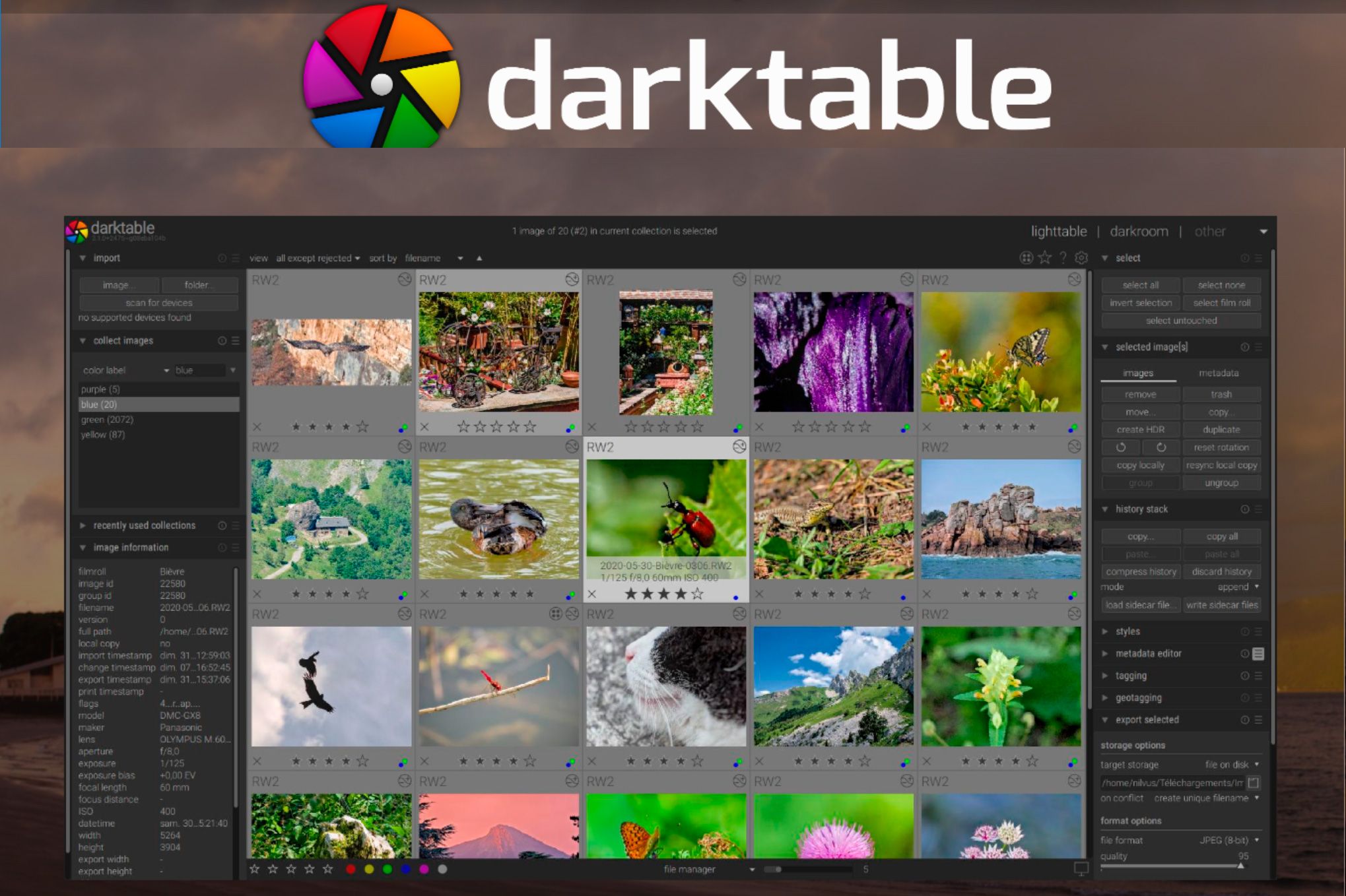 Darktable als alternatief voor de Canon RAW Afbeeldingsconverter..