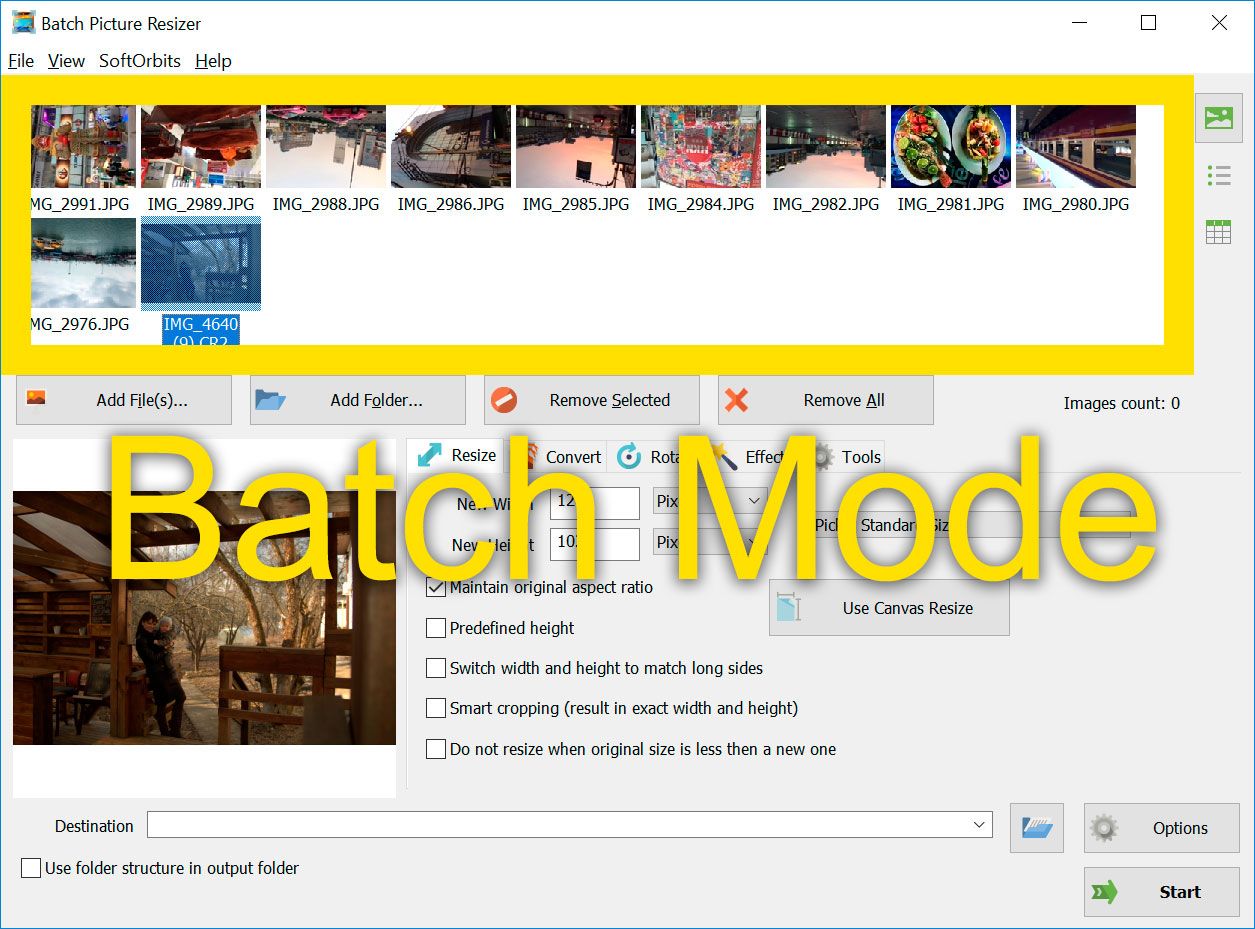 Batch-modus. Converteer meerdere CR2-foto
