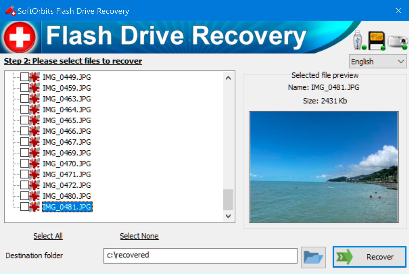 SoftOrbits Flash Drive Recovery Schermafbeelding.