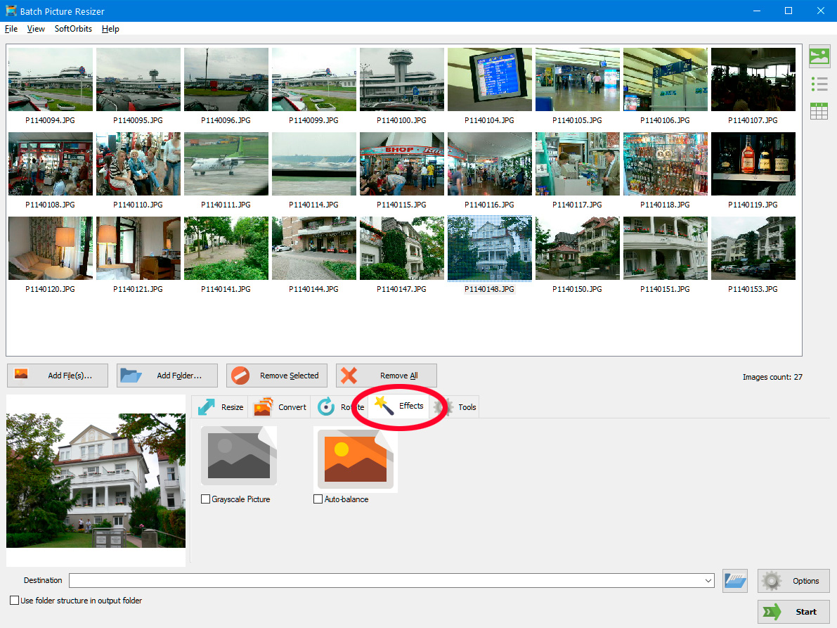 Stel aanvullende effecten in.