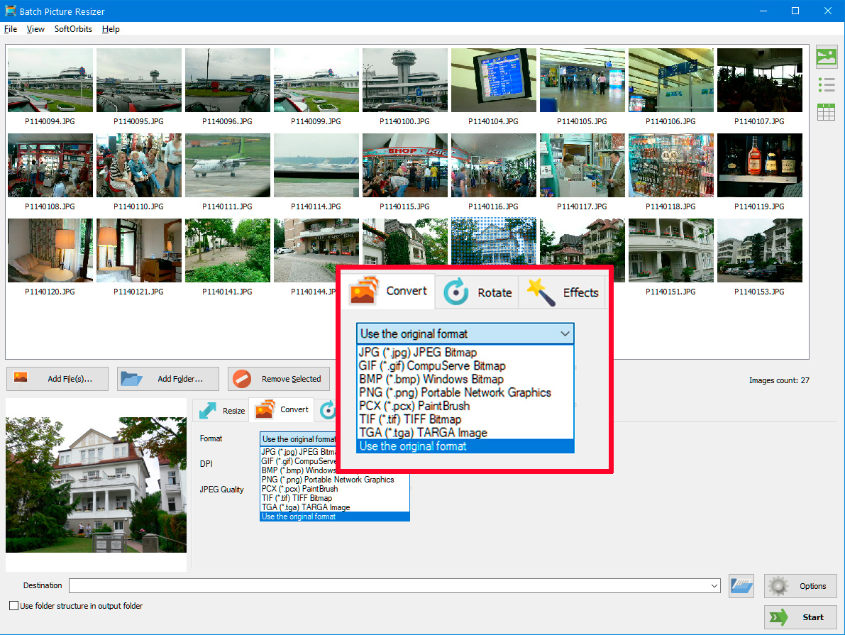 Kies een uitvoerformaat.