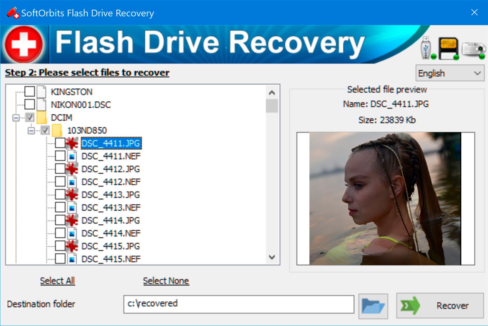 SoftOrbits Flash Drive Recovery Schermafbeelding.