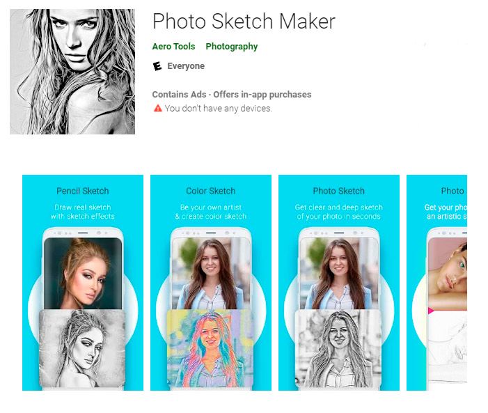 Foto schets maker verander foto in lijntekening app..