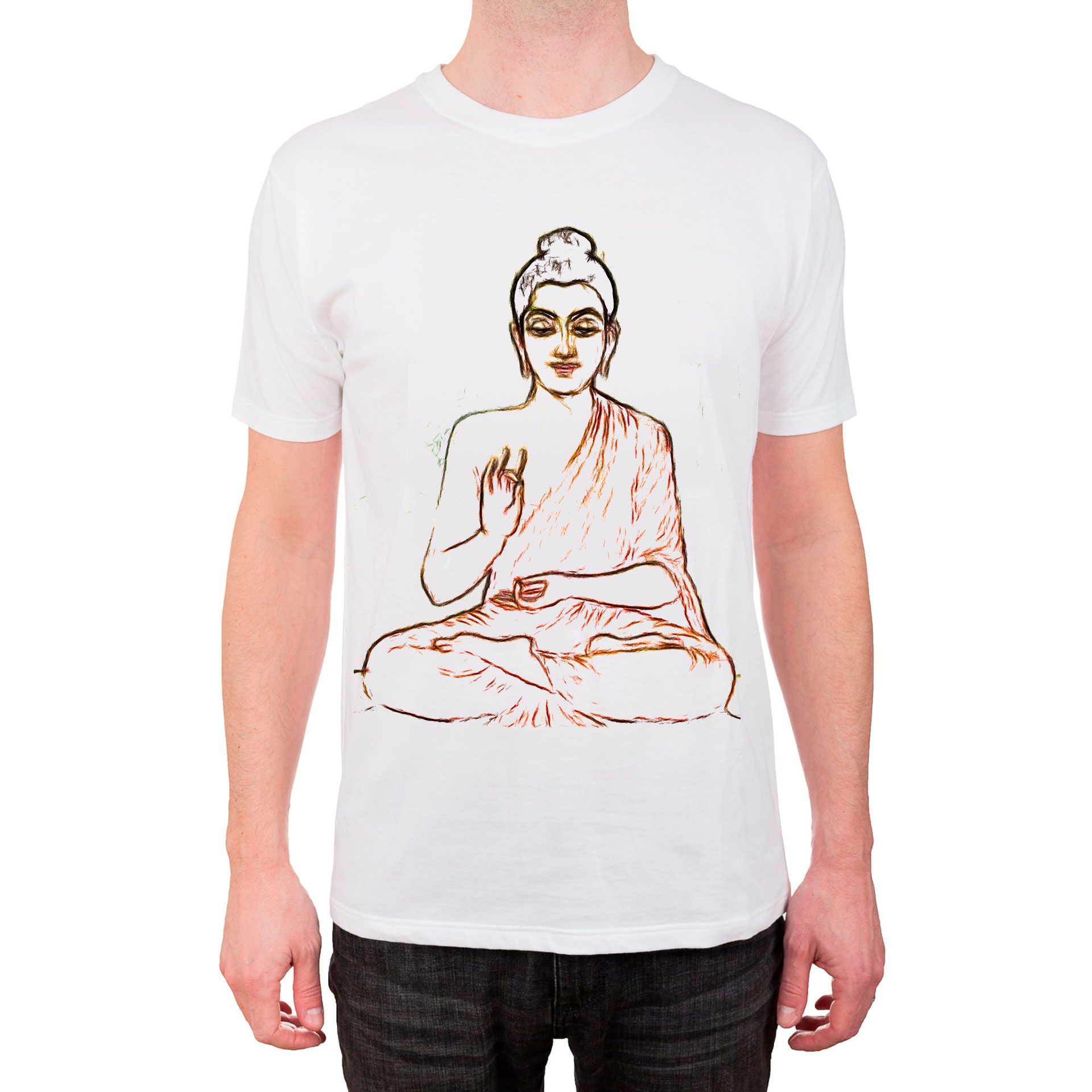 T-shirt met een lijntekeningsschets van Boeddha..