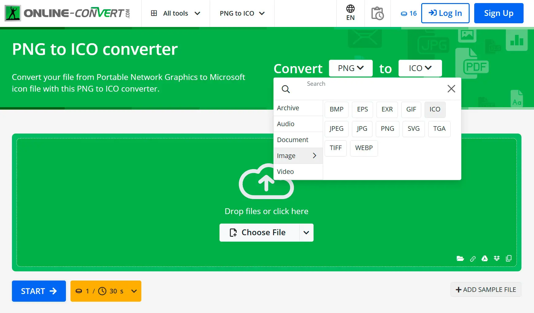 Online-Convert.com: icoon maken van png..