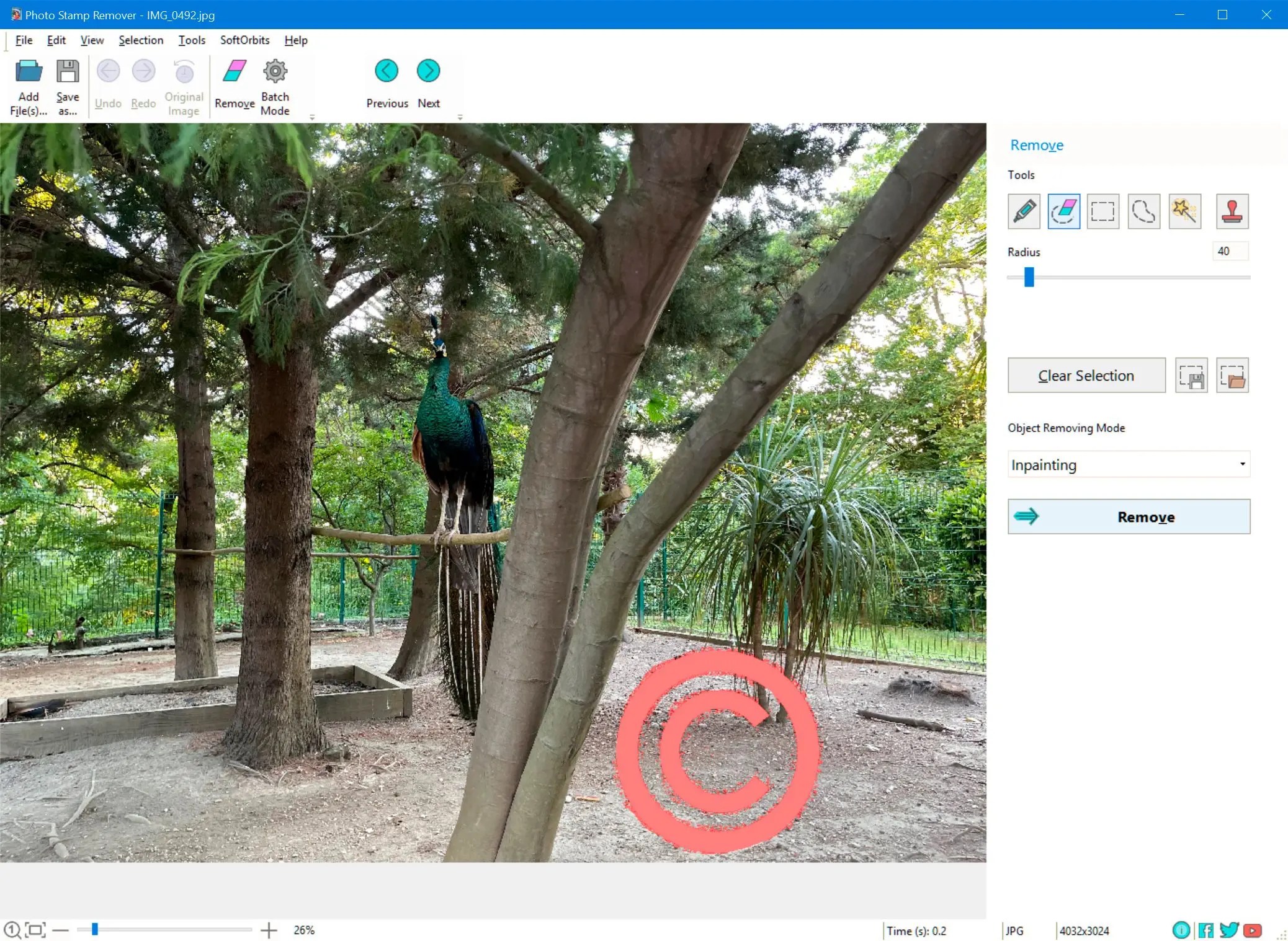 Verwijder auteursrecht watermerk van foto..