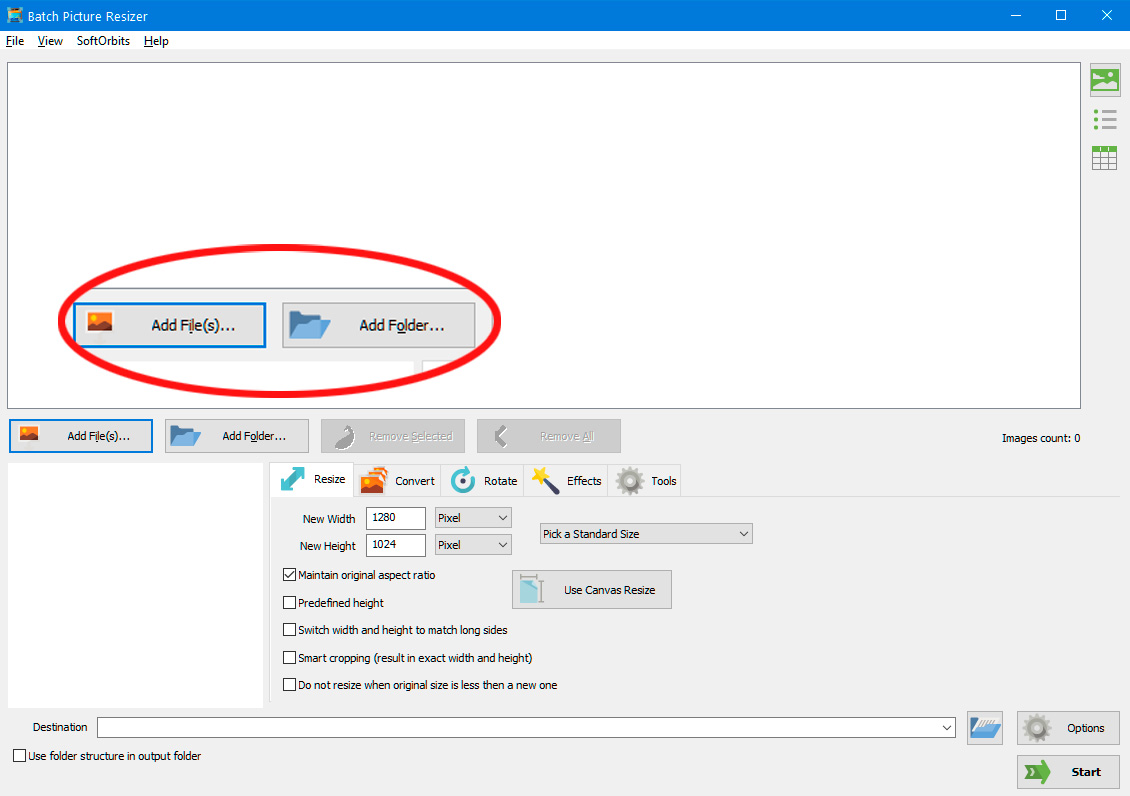 Bestanden toevoegen om meerdere afbeeldingen te verkleinen in Windows 11.