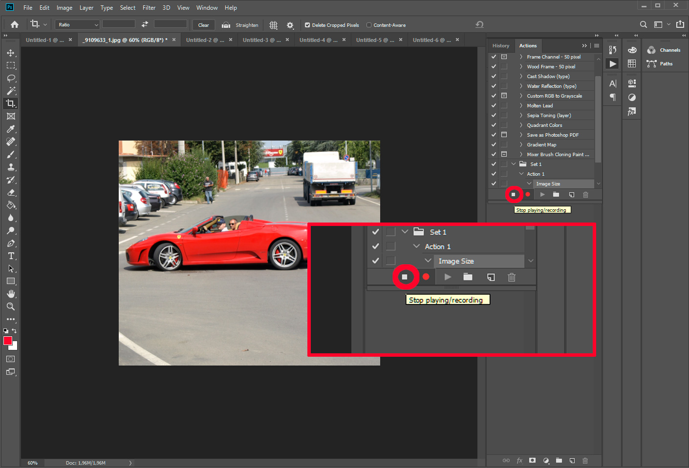 Afbeelding opslaan resizing actie.