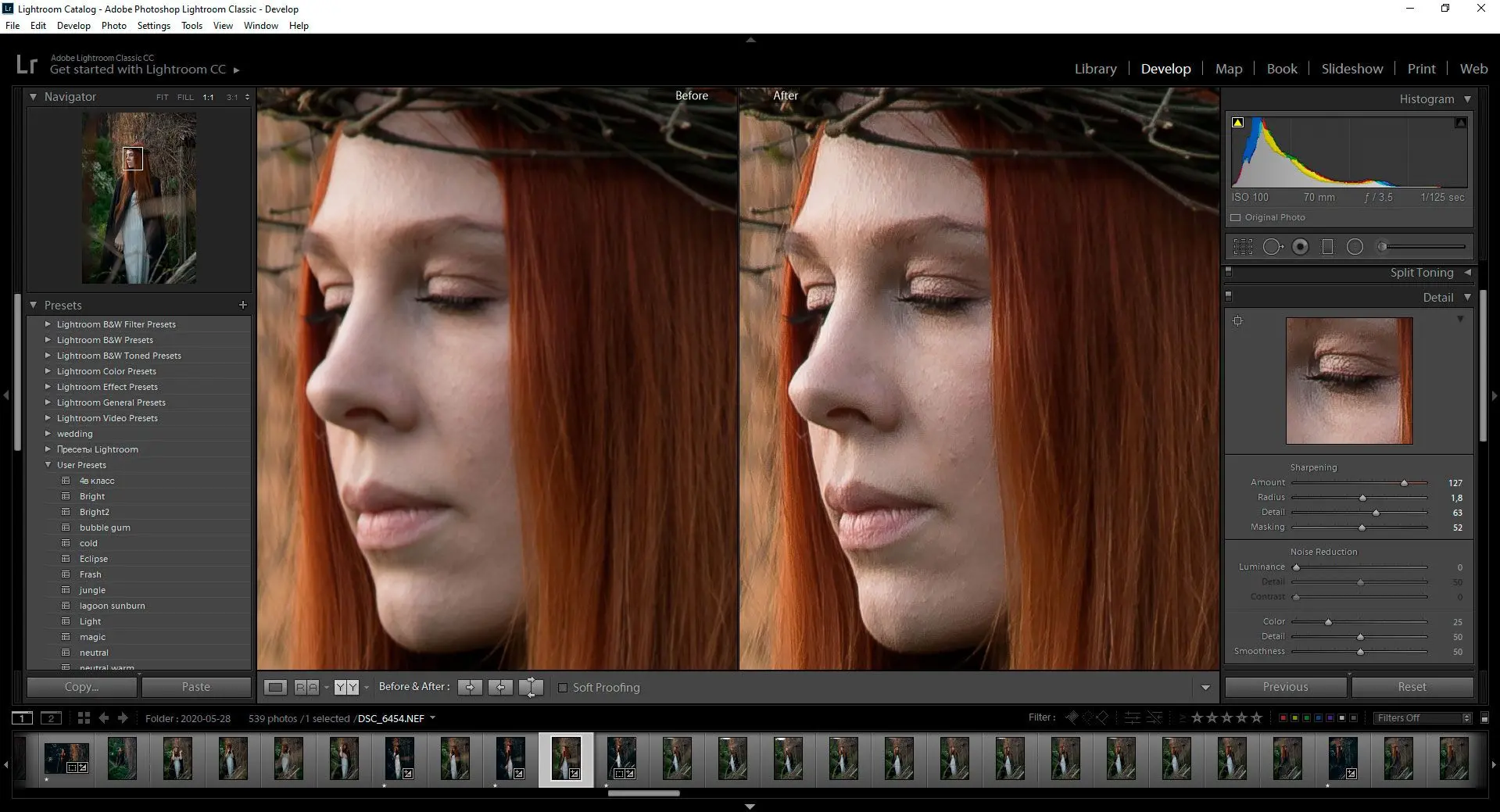 Resultaat in Lightroom..