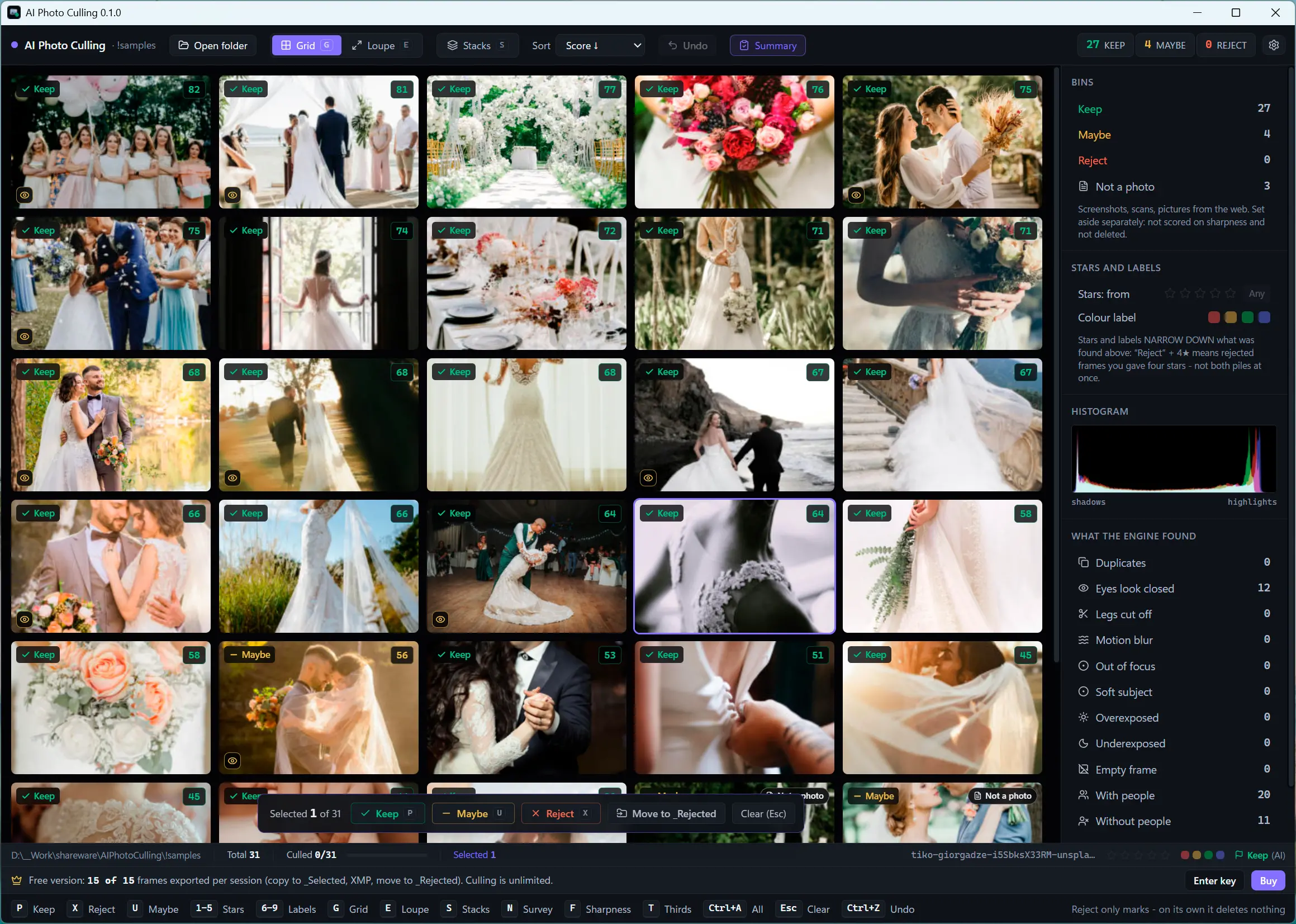 AI Photo Culling Schermafbeelding.