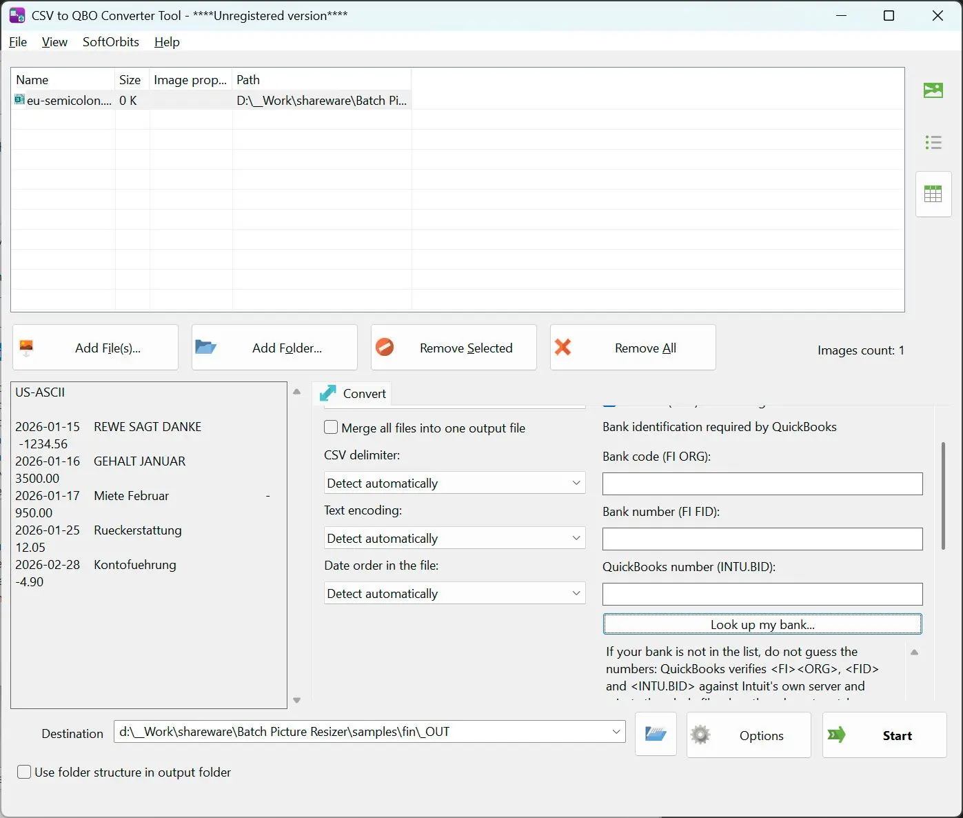 CSV to PDF Converter Schermafbeelding.