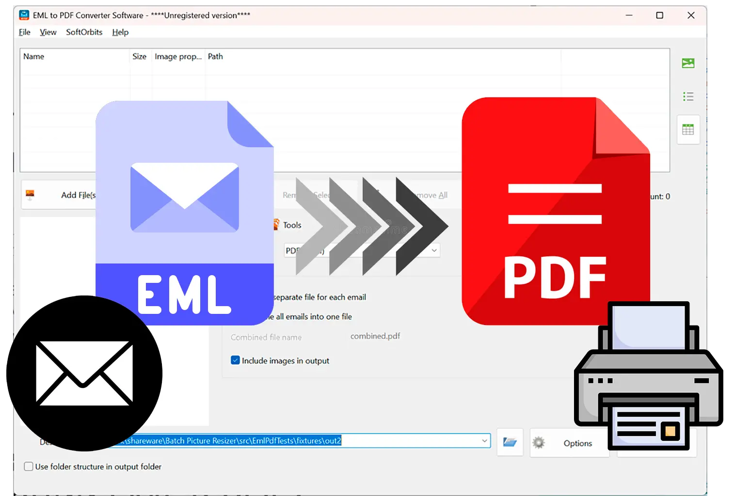Exporteer EML eenvoudig naar afdrukbare PDF of HTML.<br/>.