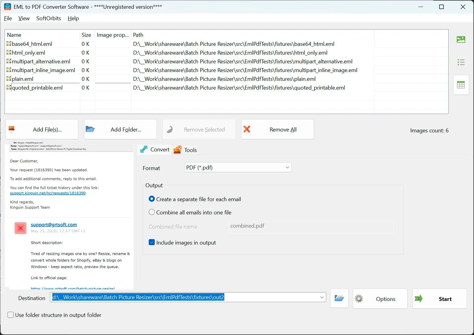 EML to PDF Converter Software Schermafbeelding.