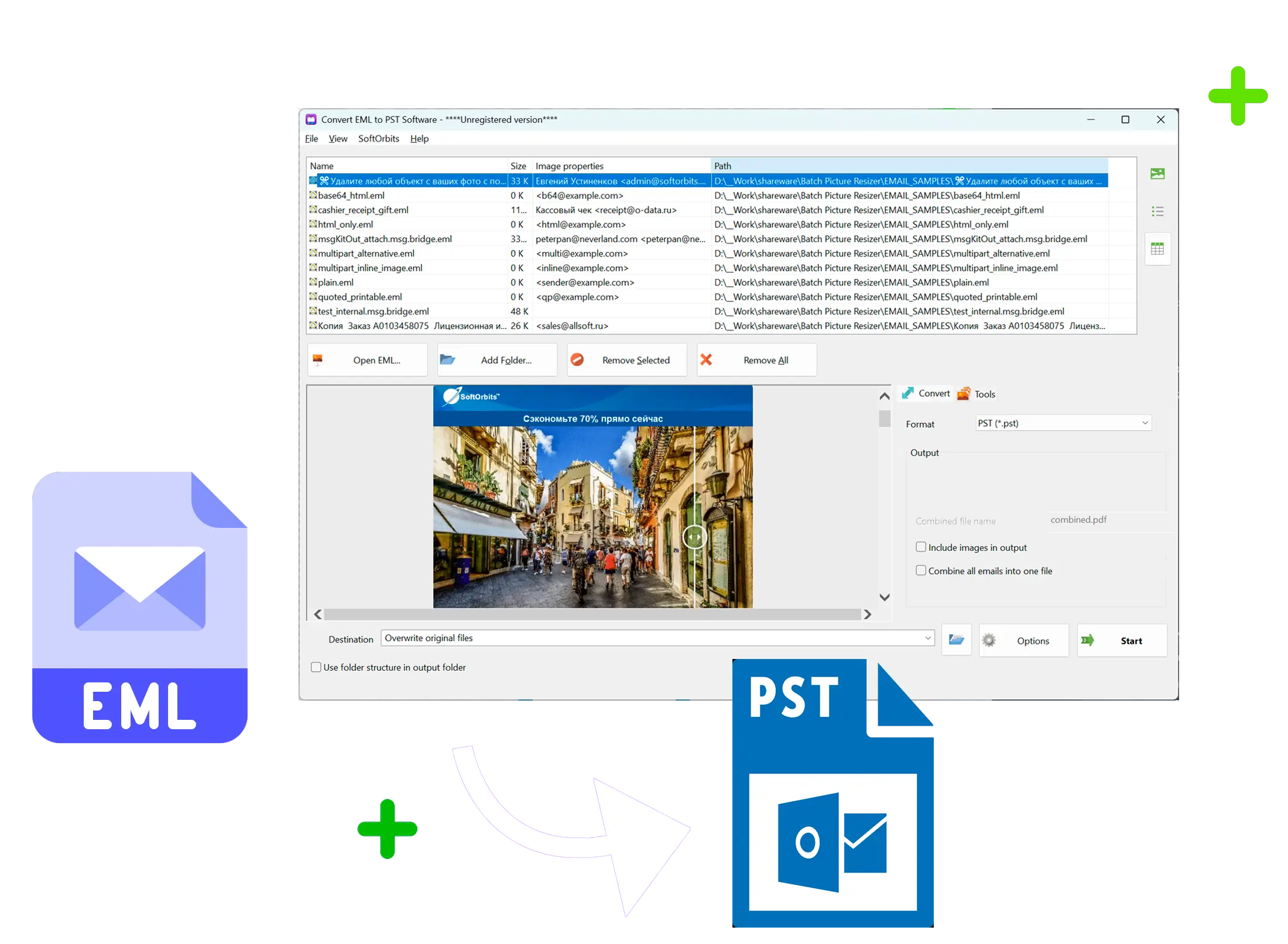 EML to PST Converter Software Schermafbeelding.