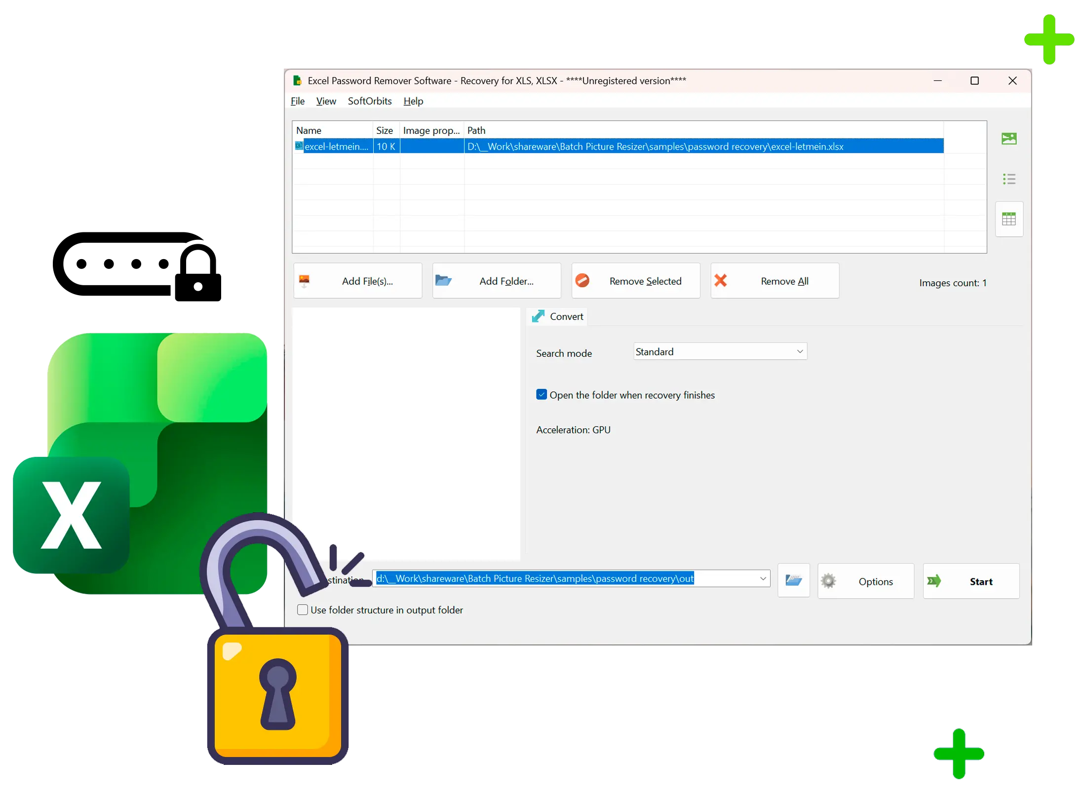 Excel Password Recovery Schermafbeelding.