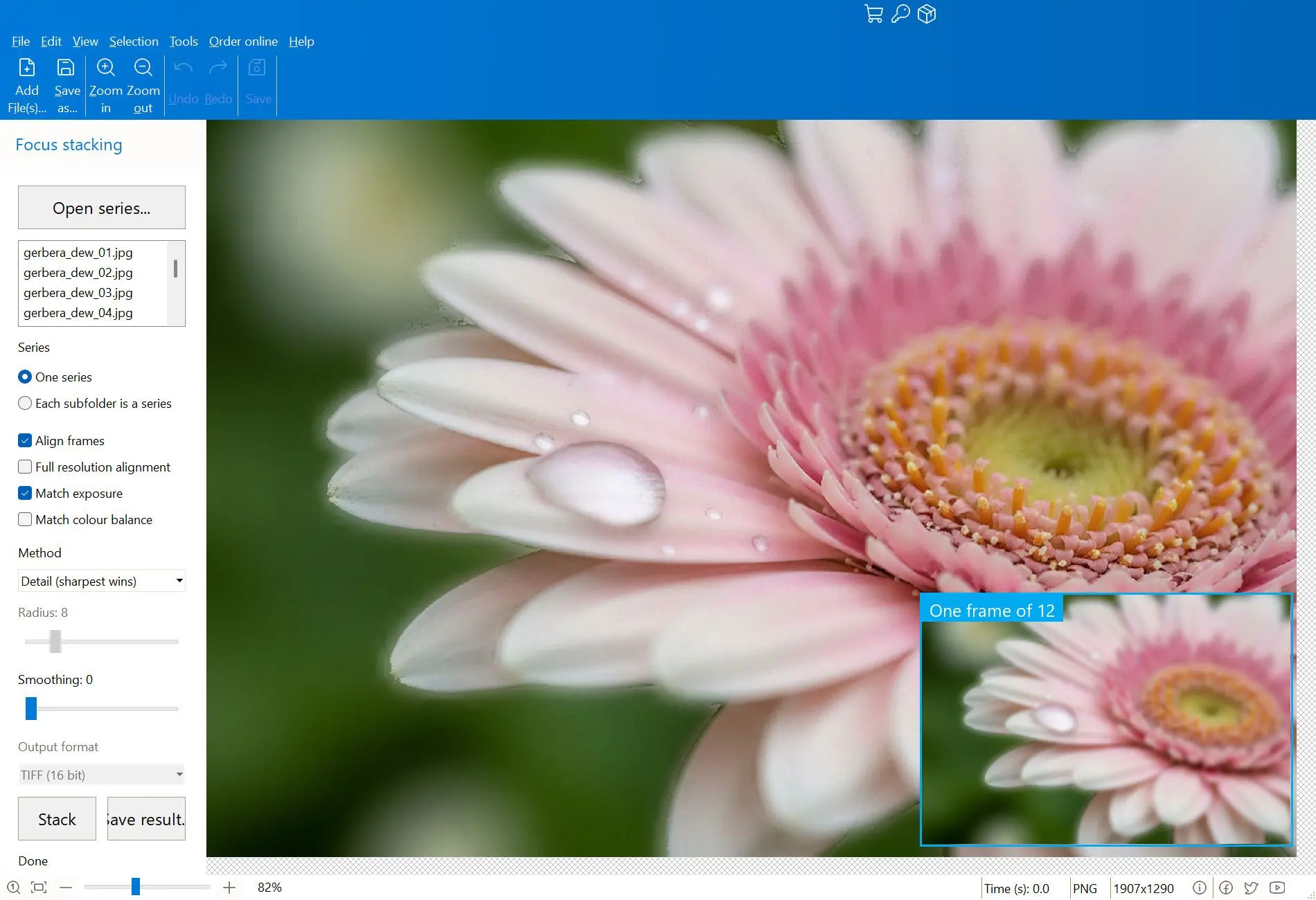 Focus Stacking Software Schermafbeelding.