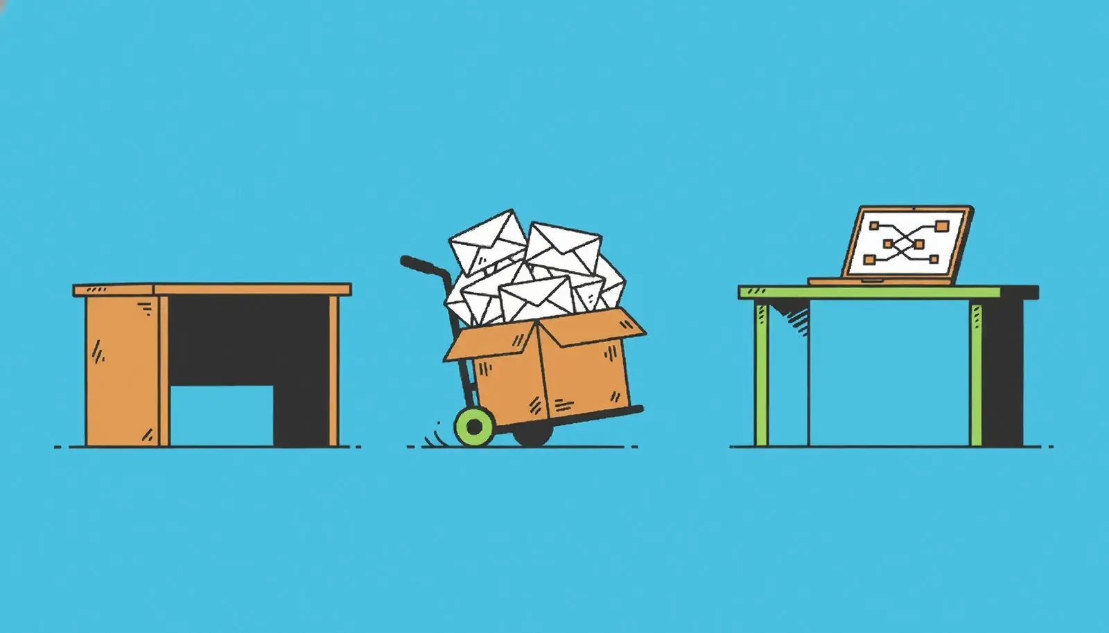 Oude e-mails die worden overgezet naar een nieuw e-mailprogramma.
