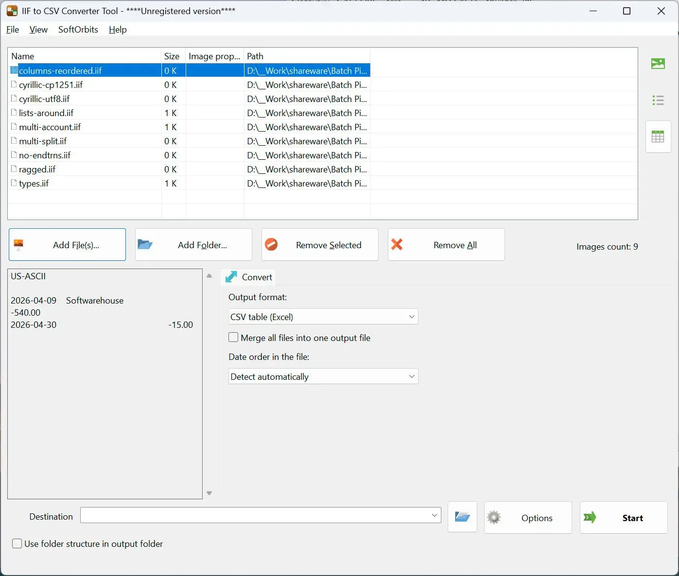 QIF to QBO Converter Schermafbeelding.