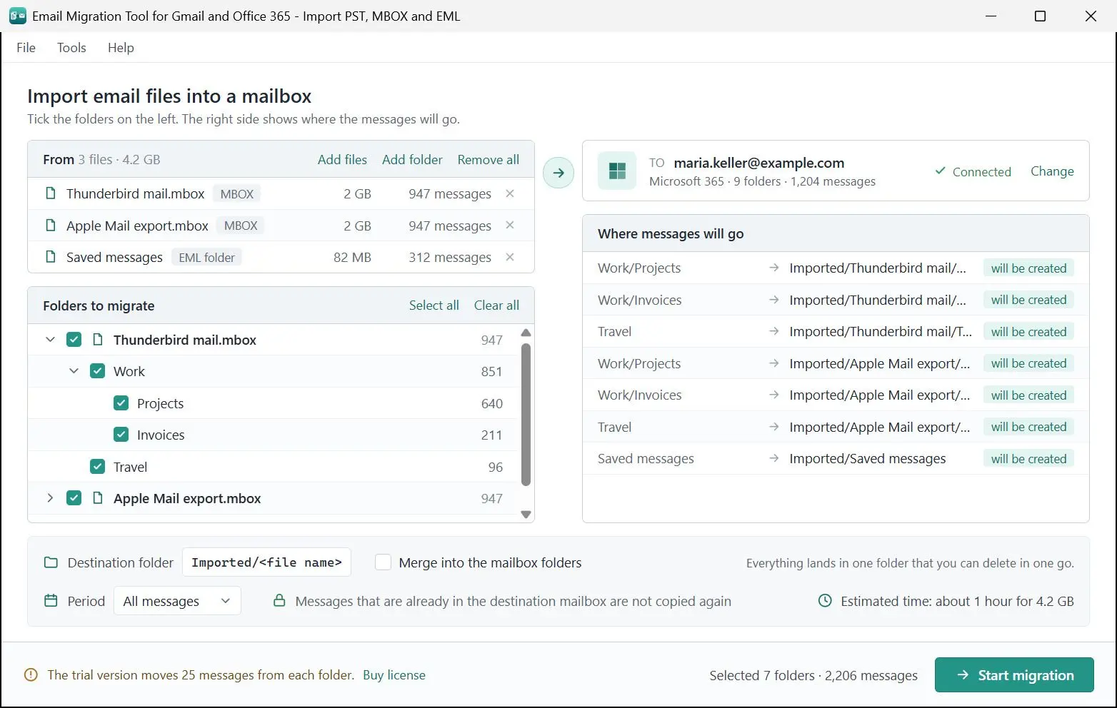Email Migration Tool for Gmail and Office 365 - Import PST, MBOX and EML Schermafbeelding.