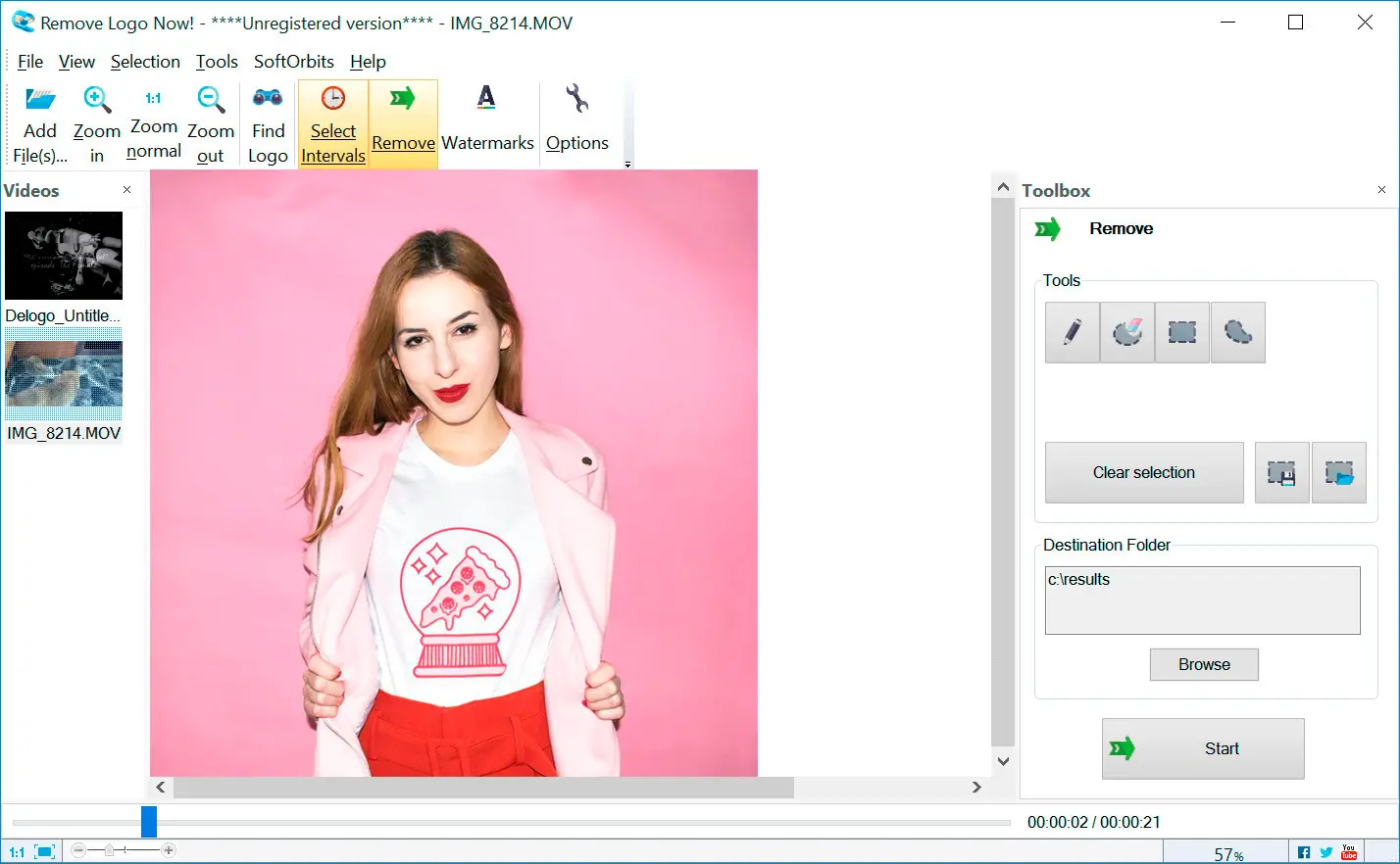 Remove Logo Now: Schermafbeelding.