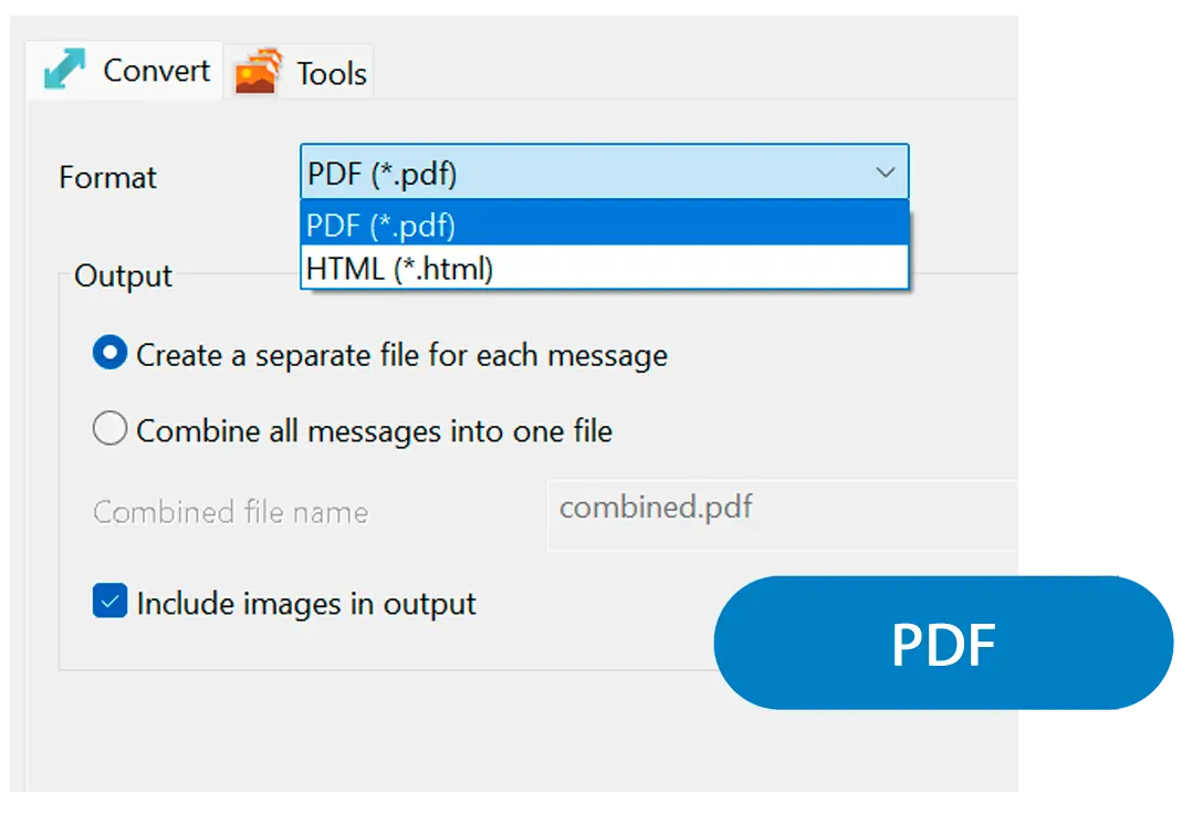 Kies PDF of HTML en de groeperingsmethode.