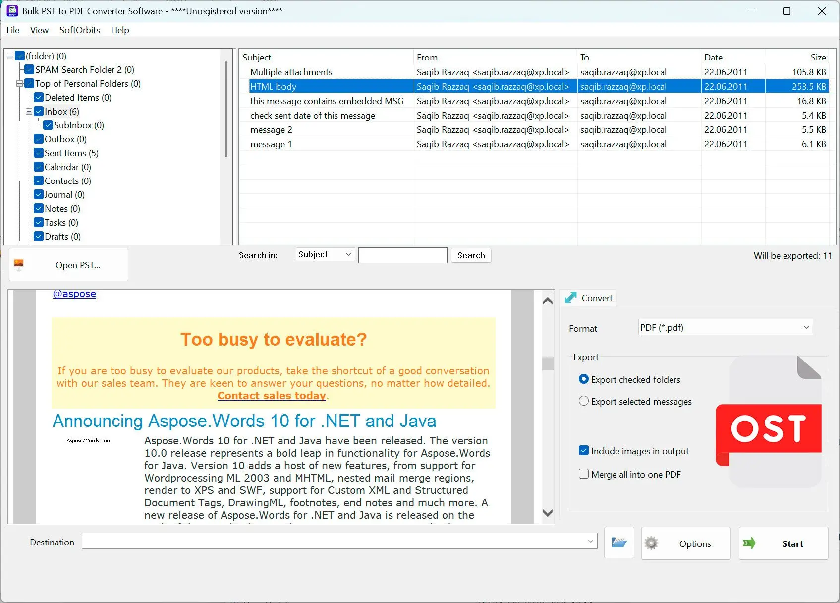 PST to PDF Converter Software Schermafbeelding.