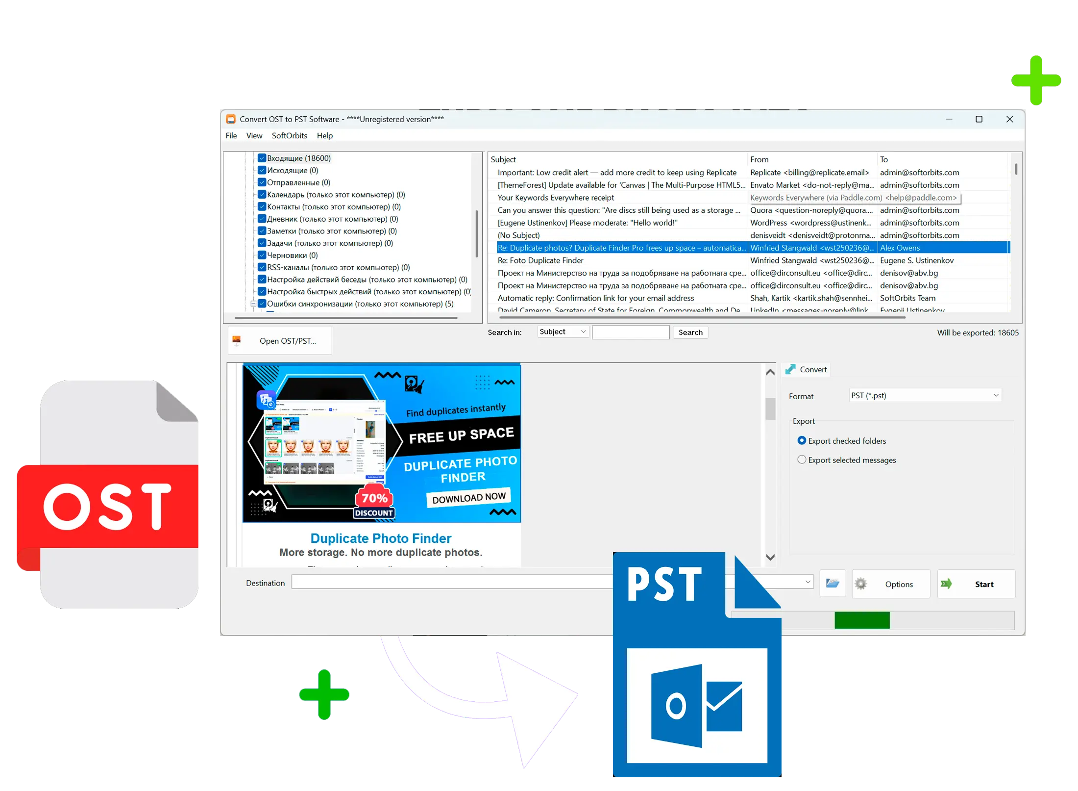 OST to PST Converter Tool Schermafbeelding.