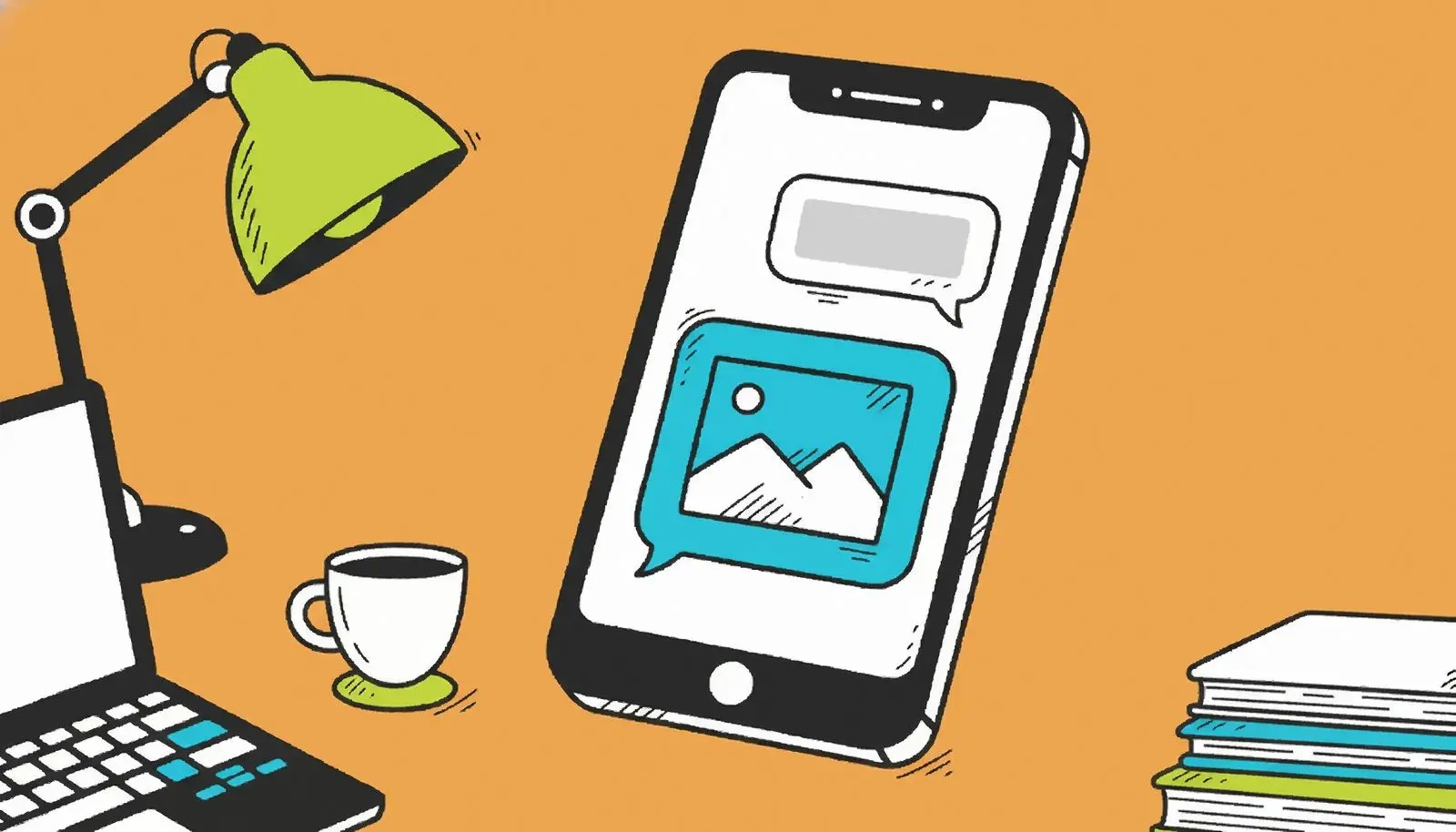 Een telefoon met een chatgesprek en een doorgestuurde foto waarvan de EXIF-gegevens zijn verwijderd.