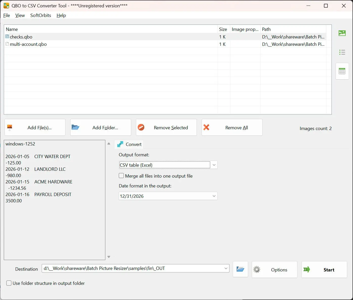 QBO to PDF Converter Schermafbeelding.
