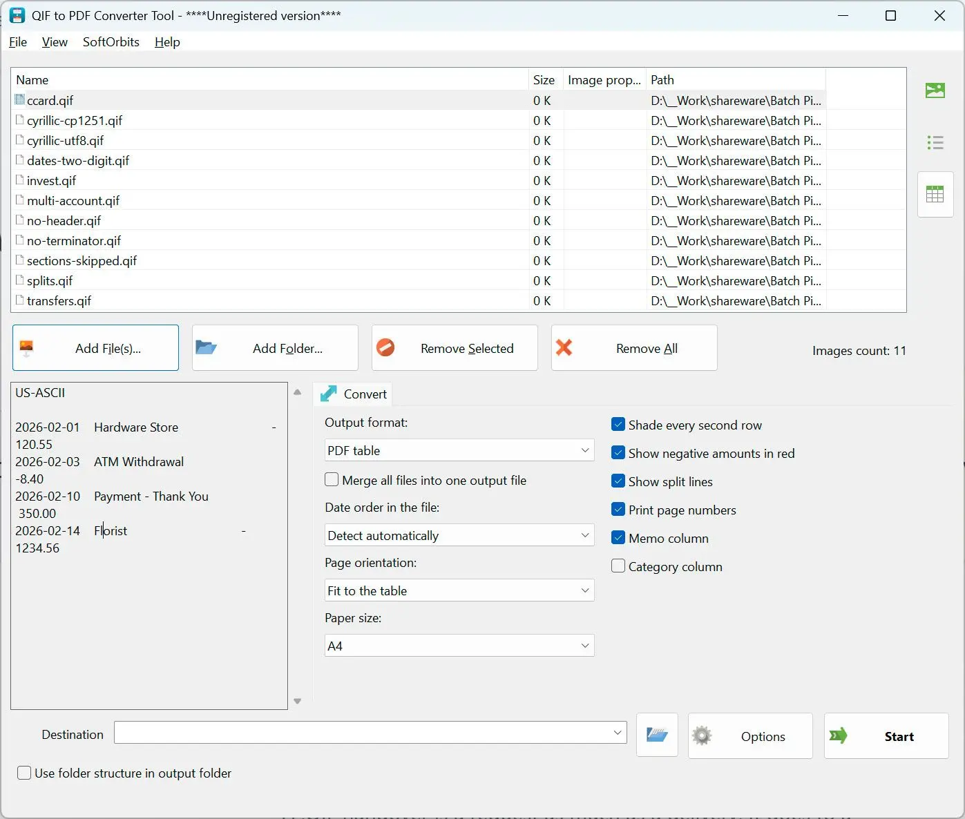 QIF to QBO Converter Schermafbeelding.