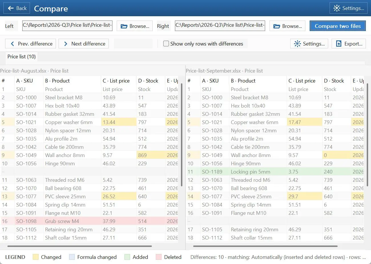 Spreadsheet Compare & Merge Tool for Excel - Combine Excel Files into One Schermafbeelding.