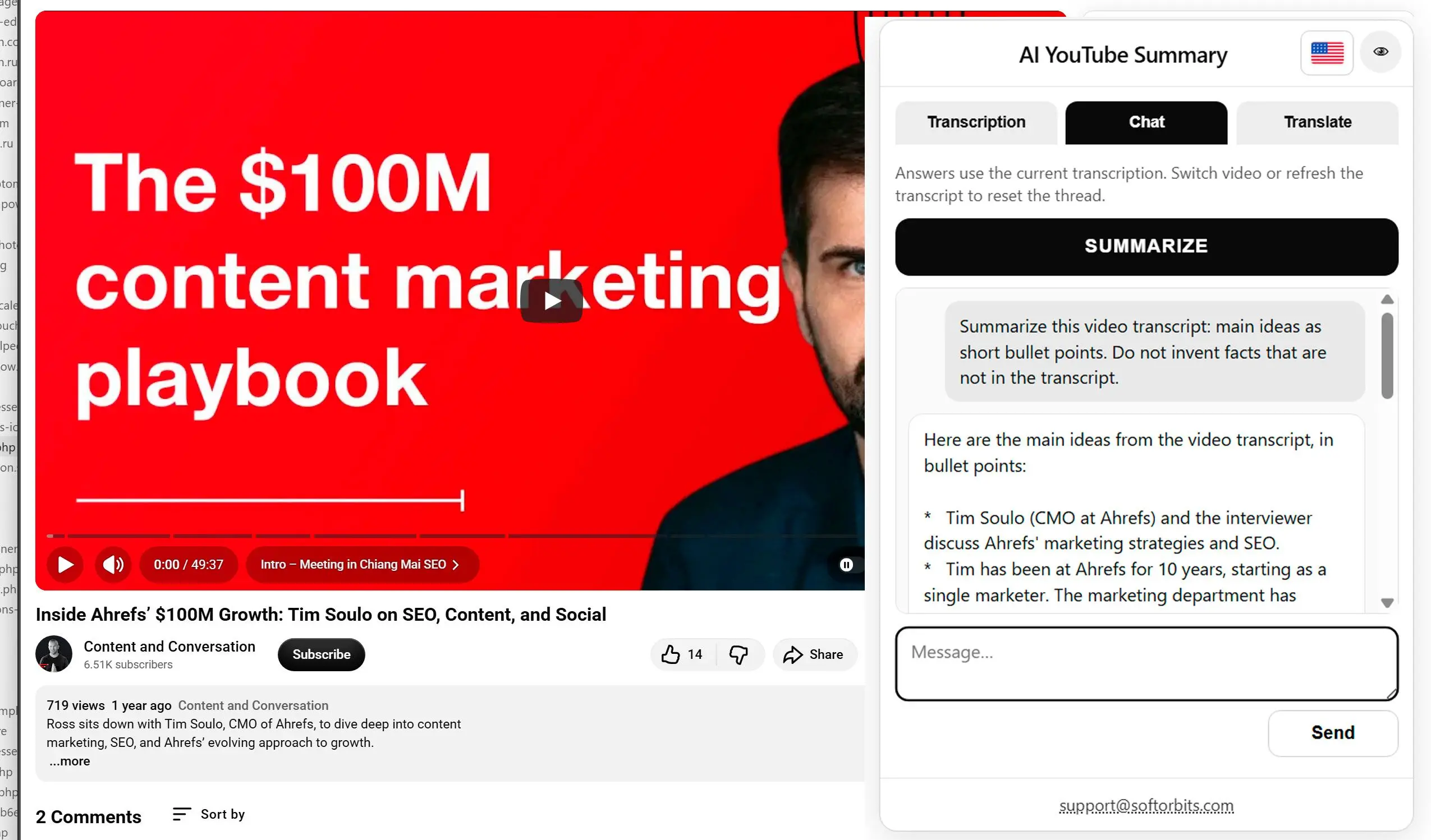 Video Samenvatten met AI of Vragen Stellen.